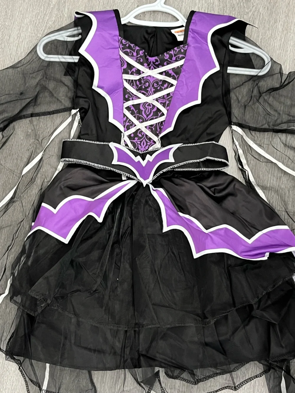 Miss Battiness Bat Costume Girls M 8-10 NWT Purple Black Halloween